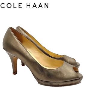 *Sale* Cole Haan Collection Gold Metallic Heels 7.5B Peep toe. Cushion insole.